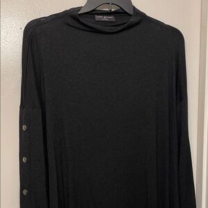 Lane Bryant Mock Neck Black Knit Tunic with Button-Sleeve Accents Sz 30/32 NWOT